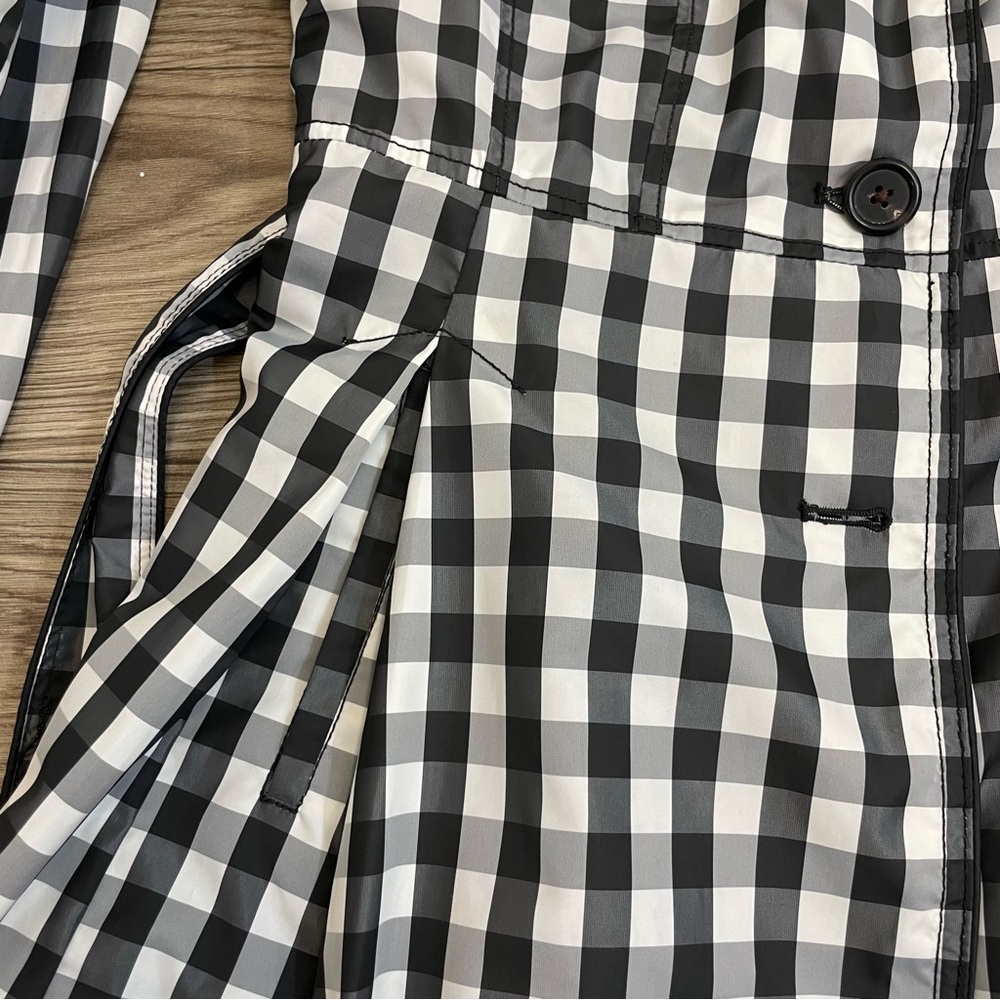 Laundry by Shelli Segal Black & White Gingham Check Plaid Belted Trench Coat - Picture 11 of 16